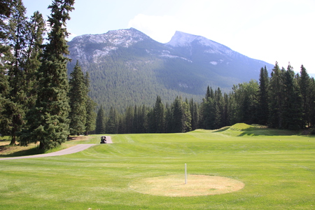 Mountains & golf course in Banff Alberta National Park 17 - mountains, golf course, photography, trees, nature, green, grass