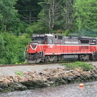 Train rolling down the tracks