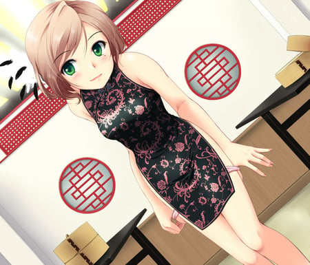 Morning Affection - anime, chinese dress, pretty, foxy