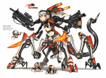 Arachnophobia - beauty, sexy, hot, badass, spider, wicked, anime girl, robot, cool, tagme, gia, beautiful, weapon, awesome, cute, guns