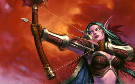 Elf Archer - wow, pretty, elf archer, hot, world of warcraft- trading card game, eye, beauty, cg, fantasy, trading card game, hd, world of warcraft, action, adventure, sexy, video game