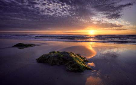 Sunset - nice, beauty, beach, sky, photography, sun, sunset, cool, pretty, reflection, clouds, sand, landscape, lovely, waves, nature, beautiful