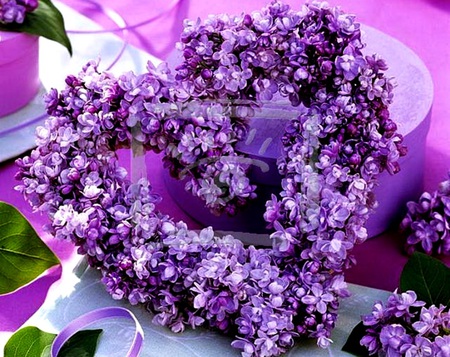 purple floral heart - nice, floral, heart, purple