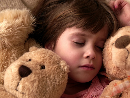 Sleeping beauty - bear, people, teddy, young, girl, woman, sleep