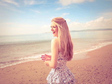 Young woman in beach - people, beach, young, girl, woman