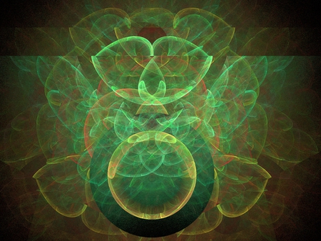 Pretty green fractal - pretty, yellow, green, fractals, lovely, fractal