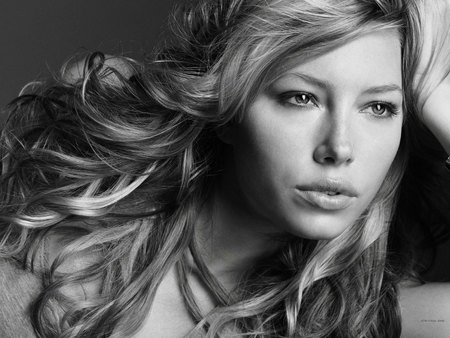 Jessica Biel Grayscale - black and white, jessica biel