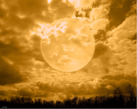 Moon in the clouds - photograph, clouds, moon, abstract, fantasy, nature, 3d, sky