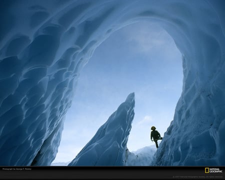 matanuska glacier cave - cave, ice, winter, glacier, snow, north pole, mountains