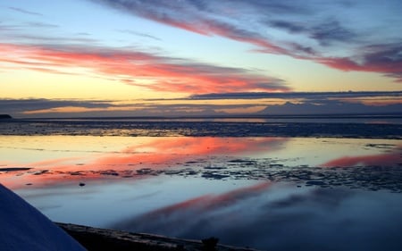 Candyfloss - sky, sundown, sunset, widescreen, reflection, clouds, red, blue, wds