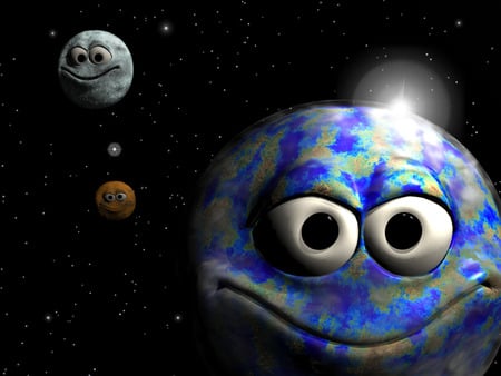 smileys planets - space, planets, smile, funny, smiley