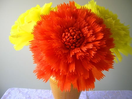 Brighten up - bright, flowers, trio, orange, yellow, color