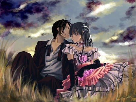 Sweet love - rose, anime, love, couple