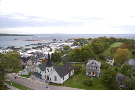 A view of Mackinac Island - vacation, mackinac island, town, michigan, island