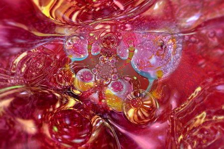 Red Liquid - red, artwork, bubbles, art, liquid