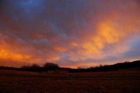 Ghostly Red Skies at Sunset - sky, clouds, red, sunset, dusk