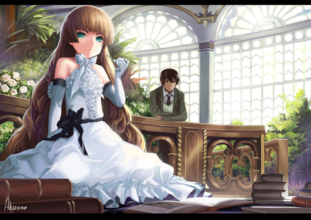 Victorique de Broix - pretty, anime girl, akizone, gosick, beautiful, hot, dress, books, beauty, brown hair, long hair, stunning, kujou kazuya, cute, sexy