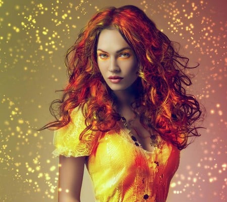 Fashion Red Head - beauty, woman, yellow dress, people, female, beautiful, fashion, red head