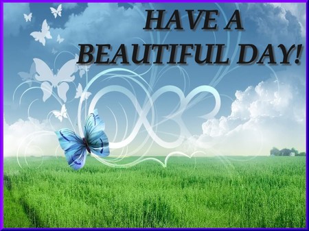 HAVE A BEAUTIFUL DAY !!!!!!!!!!! - wallpaper, butterfly, beauty, blue