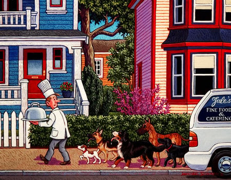 Men's best friends-Michael Stockdale * For chef1ne (Jerry) - chef, painting, dog, puppy, art, michael stockdale