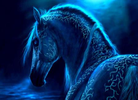 Beautiful Fantasy Horse - abstract, horse, blue, animal, fantasy