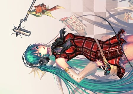 Hatsune Miku - beauty, sexy, hot, twintails, aqua hair, anime girl, stunning, hatsune, vocaloids, pretty, headphones, vocaloid, beautiful, miku, cute, dress