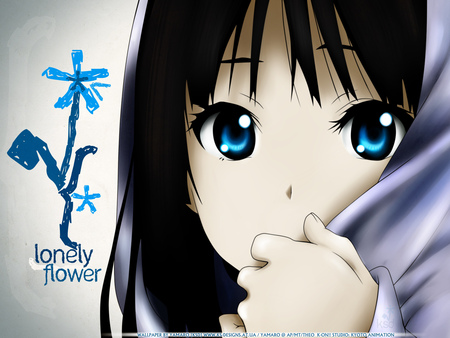 Lonely Flower - anime, blue, girl, eyes, cool, hair, k-on, black, akiyama, mio, sexy