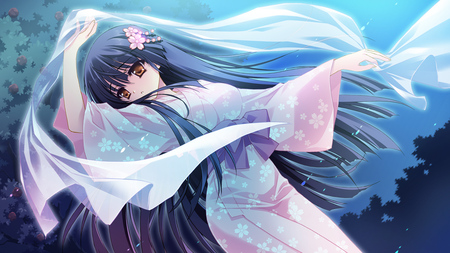 Midnight Beauty - beauty, sexy, hot, long hair, night, anime girl, stunning, black hair, pretty, tagme, beautiful, kimono, japanese clothes, cute