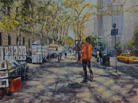 Art Outside the Met - nyc, sidewalk art, cityscapes, oils