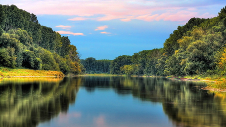 Lake in Trees - lake, trees, picture, beautiful