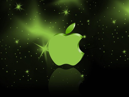 Apple from Iphone - descriptive, sparkle, green, dark