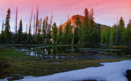 After Thawing - lake, alpine, mountain, winter, spring, forest, snow, thawing, after