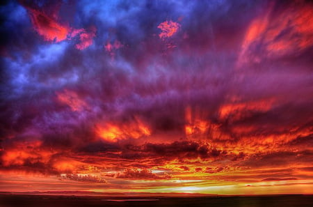 Wow -  look at that sky - red, sky, clouds, gold, orange, sunset, blue