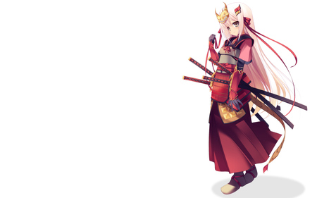 Anime - armor, anime, oni, red, katana, samurai