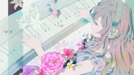 Soft Melody - idol, anime girl, vocaloid, beautiful, hot, megurine, singer, beauty, long hair, luka, flowers, megurine luka, cute, vocaloids, pink hair, sexy