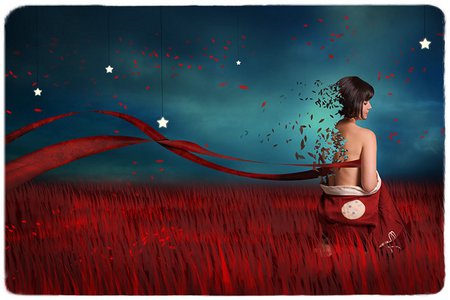 In The Land off a Dead Times - beauty, girl, female, fantasy, cg, hd, pretty, red, dress