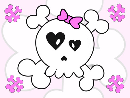 girly skull - skull, pink, emo, girly