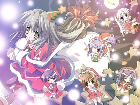 Clannad Christmas - christmas, white, red, clannad, stars