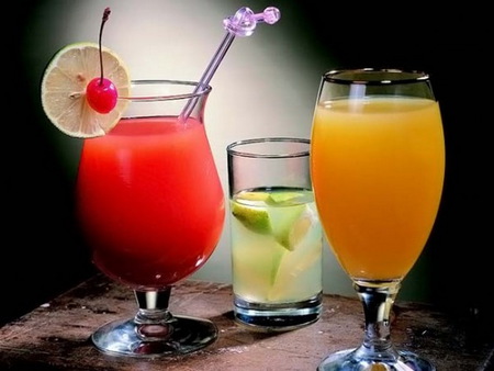 Chill out - glasses, cherry, fruit, red, refreshing, green, orange, lime, drinks, cocktails