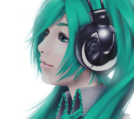 Hatsune Miku - headphones, miku, blue, hatsune, hair