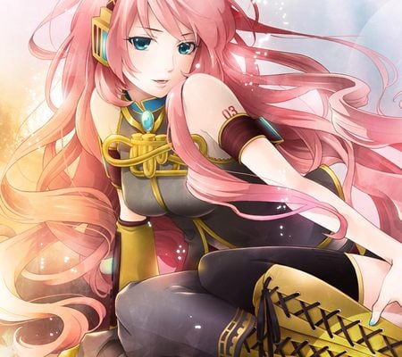 Megurine Luka - volcaloid, luka, curls, rainbow, pink, anime, bubbles, megurine