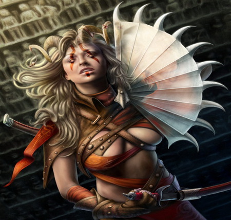 Warrior Girl - abstract, girl, fantasy, warrior