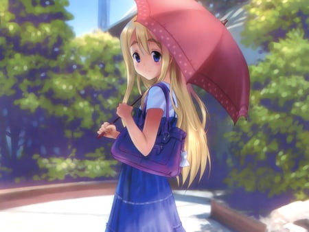 Simplicity - blue eyes, simple, cute, umbrella