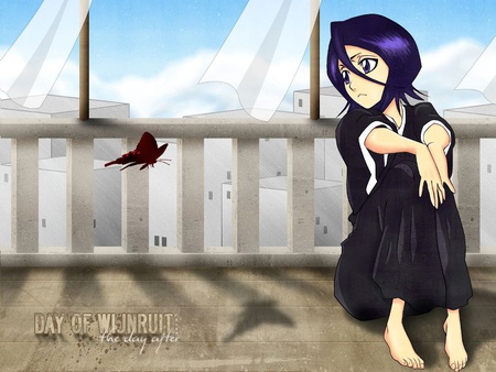 Black dress anime - doll, fence, anime, girl, drawing, abstract, sailboat