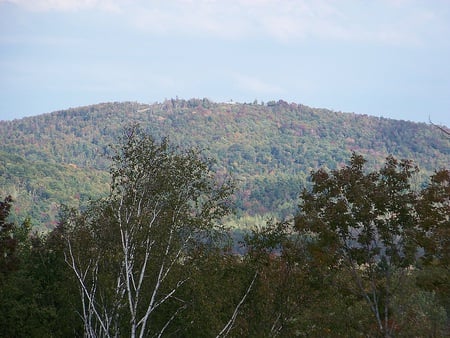 autumn in maine 3 - trees, autumn, mountain, maine, sky