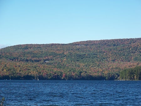 autumn in maine 5 - trees, autumn, industry, lake, mountain, maine