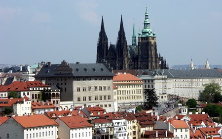 Prague Castle from Petrin Hill - city, architecture, prague, castle