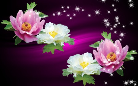 Pink Wave and Peonies - summer, shine, neon, fuschia, bright, peonies, flowers, firefox persona, fupink, lights