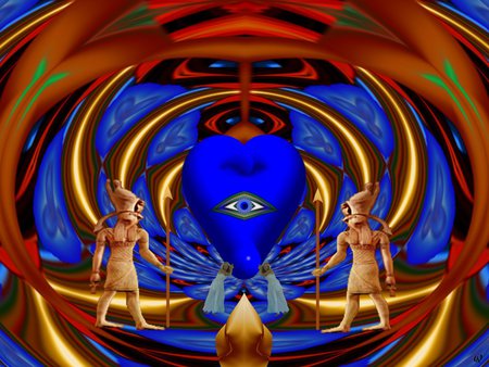 The Blue Watcher - eye candy, collage, 3d, fractal, abstract