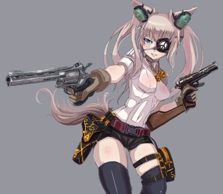 original - parch, long hair, pink hair, weapon, blush, green eye